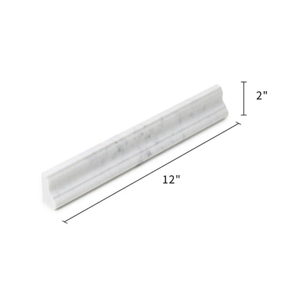 Carrara White 2-in x 12-in Polished Crown Molding Marble Trim(0.17-sq. ft/ Piece)
