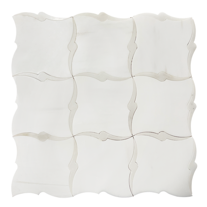 Single piece of 13x13 inch Dolomite and Calacatta Marble Waterjet Mosaic Tile – 1.17 sq. ft sheet