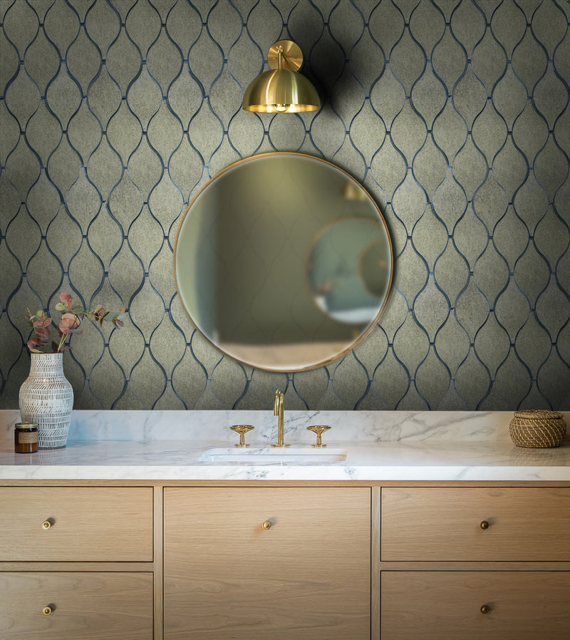Soft Harmony Feathers Antique Mirror Glass Mosaic Wall Tile - Sample (Product Shown is Full Size)
