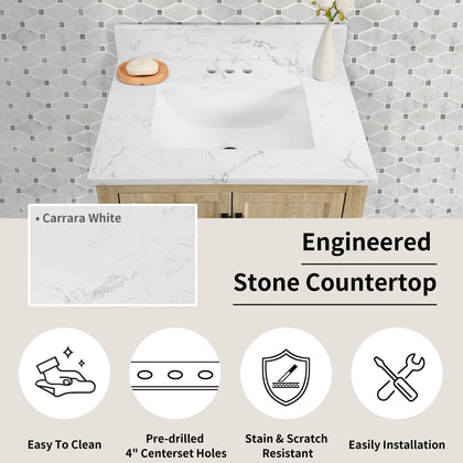 Hardin 30" Single Vanity With Carrara White Engineered Stone Top