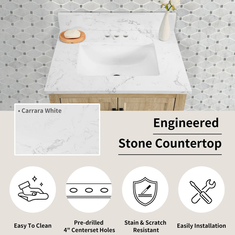 Hardin 30" Single Vanity With Carrara White Engineered Stone Top