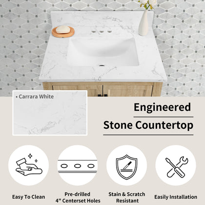 Hardin 30" Single Vanity With Carrara White Engineered Stone Top