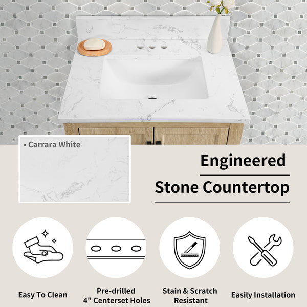 Hardin 24" Single Vanity With Carrara White Engineered Stone Top