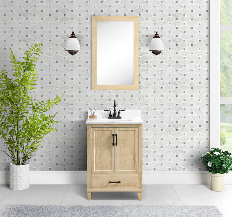 Hardin 24" Single Vanity With Carrara White Engineered Stone Top