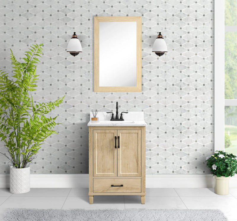 Hardin 24" Single Vanity With Carrara White Engineered Stone Top