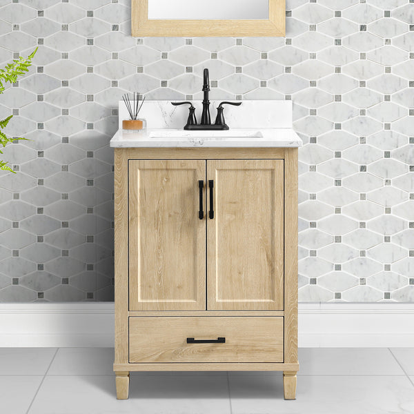 Hardin 24“ Single Vanity With Carrara White Engineered Stone Top