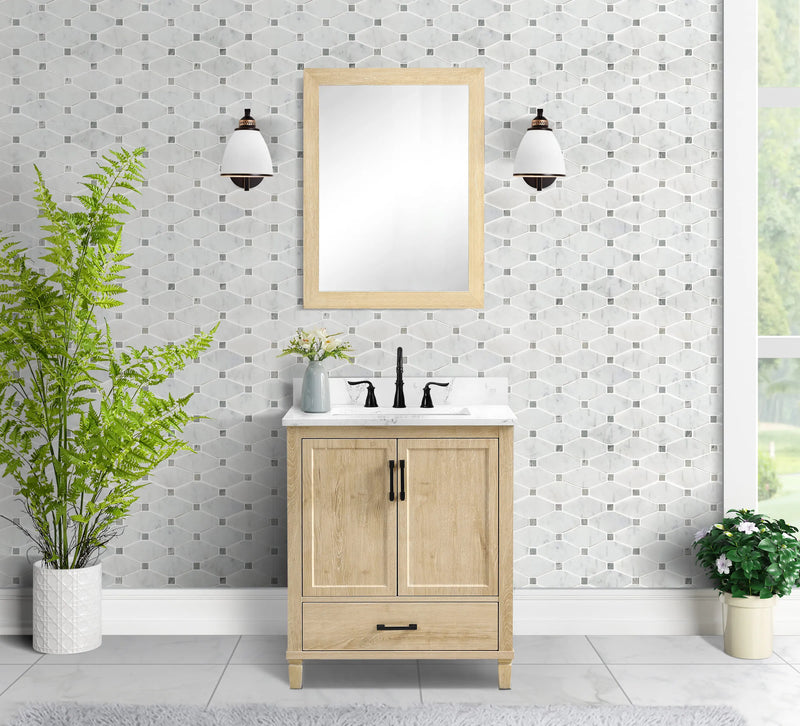 Hardin 30" Single Vanity With Carrara White Engineered Stone Top