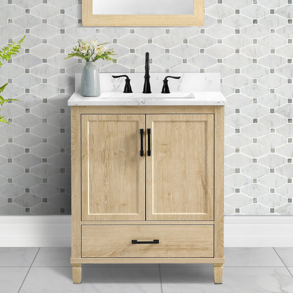 Hardin 30" Single Vanity With Carrara white Engineered Stone Top