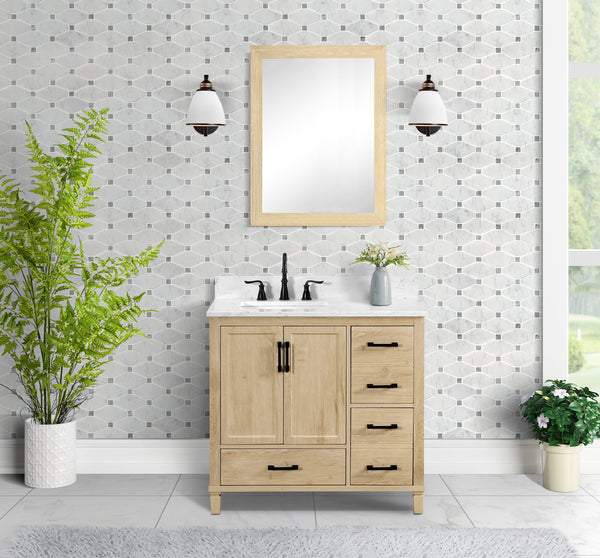 Hardin 36" Single Vanity With Carrara white Engineered Stone Top