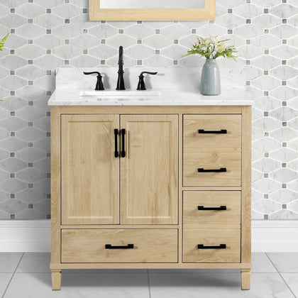 Hardin 36" Single Vanity With Carrara White Engineered Stone Top