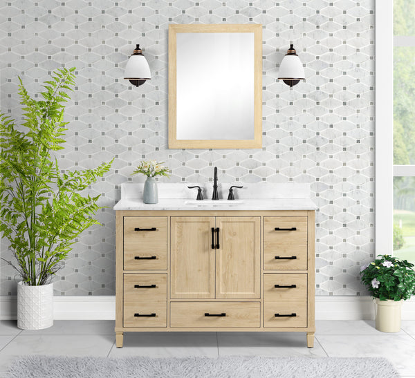 Hardin 48" Single Vanity With Carrara white Engineered Stone Top
