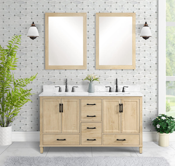 Hardin 60" Single Vanity With Carrara white Engineered Stone Top
