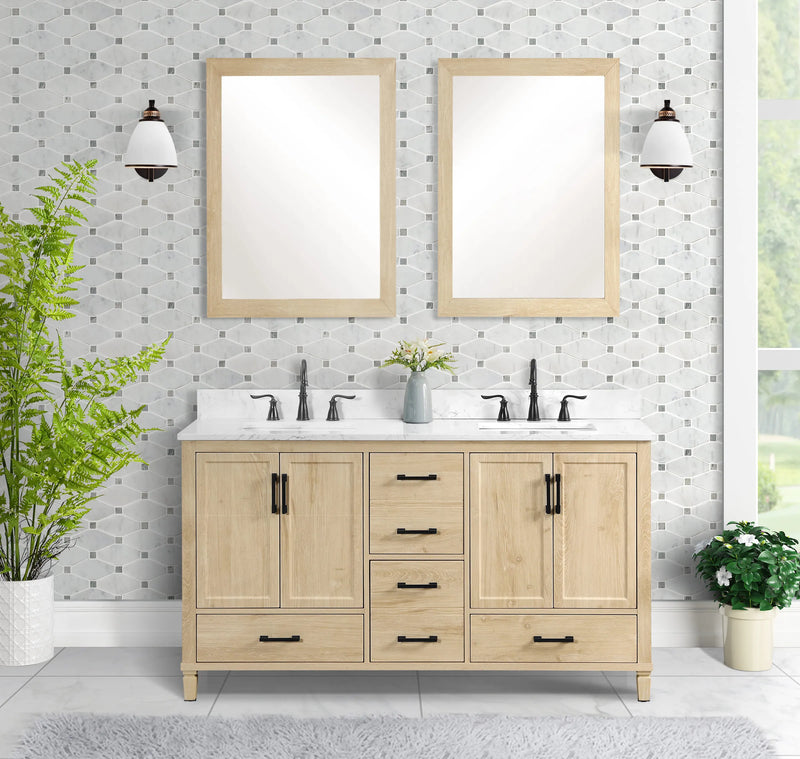 Hardin 60" Vanity Set With Carrara White Engineered Stone Top