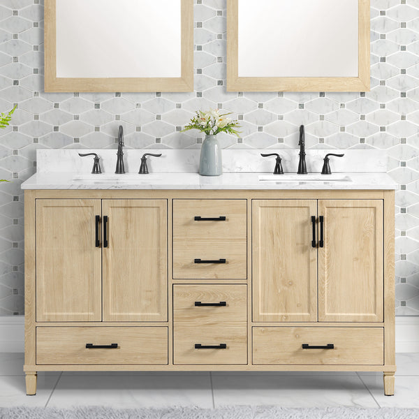 Hardin 60" Vanity Set With Carrara white Engineered Stone Top