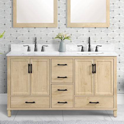 Hardin 60" Vanity Set With Carrara White Engineered Stone Top