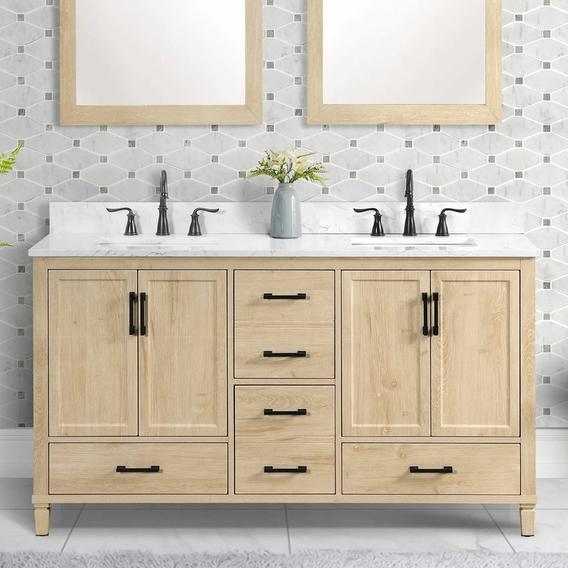 Hardin 60" Vanity Set With Carrara White Engineered Stone Top