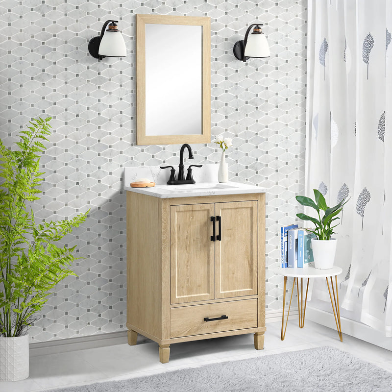 Hardin 24" Single Vanity With Carrara White Engineered Stone Top