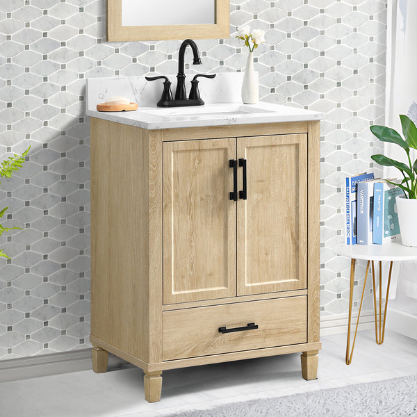 Hardin 24" Single Vanity With Carrara White Engineered Stone Top
