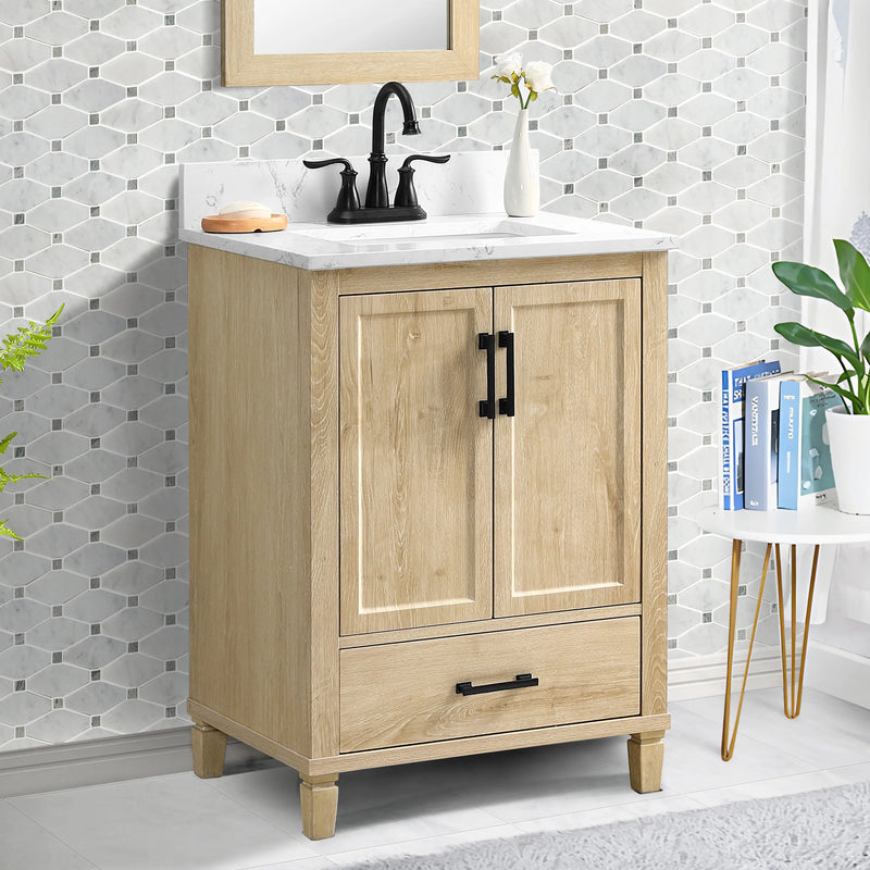 Hardin 24" Single Vanity With Carrara White Engineered Stone Top
