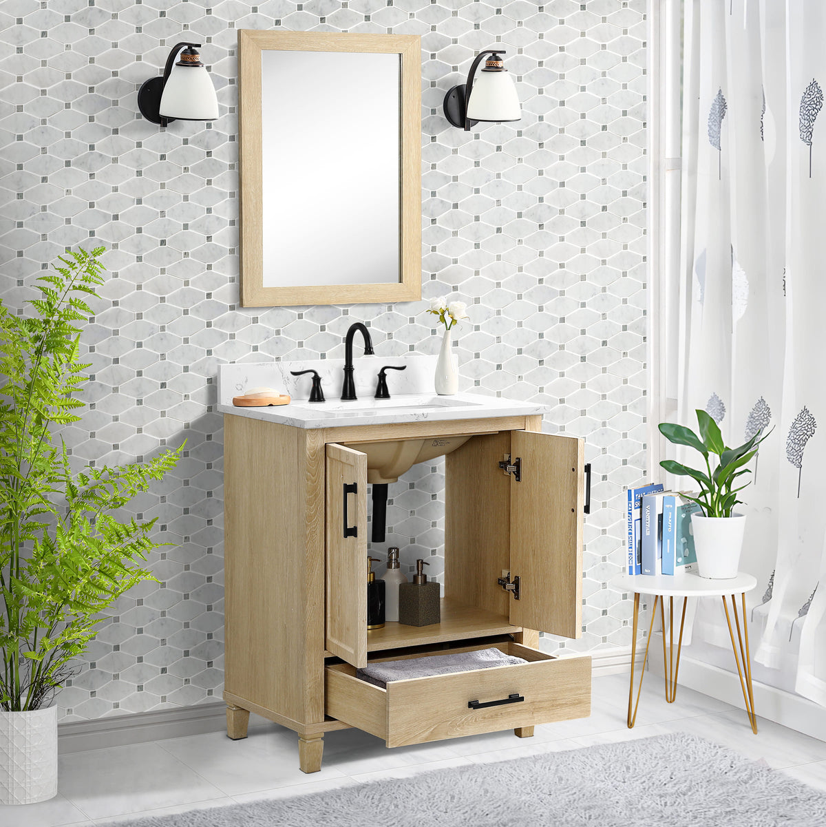 Hardin 30" Single Vanity With Carrara White Engineered Stone Top