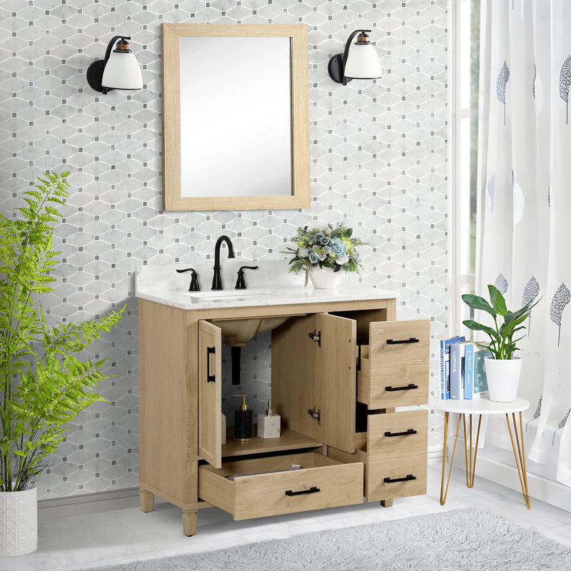 Hardin 36" Single Vanity With Carrara White Engineered Stone Top