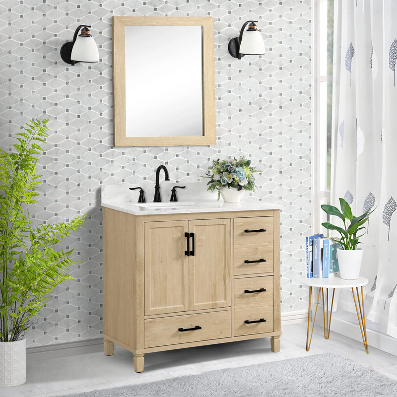 Hardin 36" Single Vanity With Carrara White Engineered Stone Top