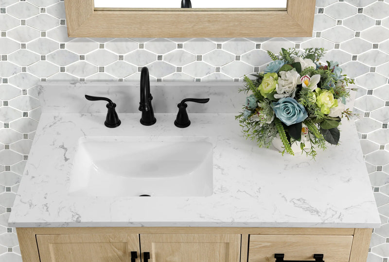 Hardin 36" Single Vanity With Carrara White Engineered Stone Top