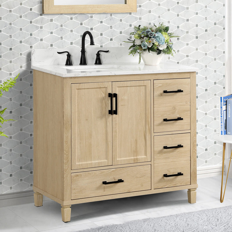 Hardin 36" Single Vanity With Carrara White Engineered Stone Top