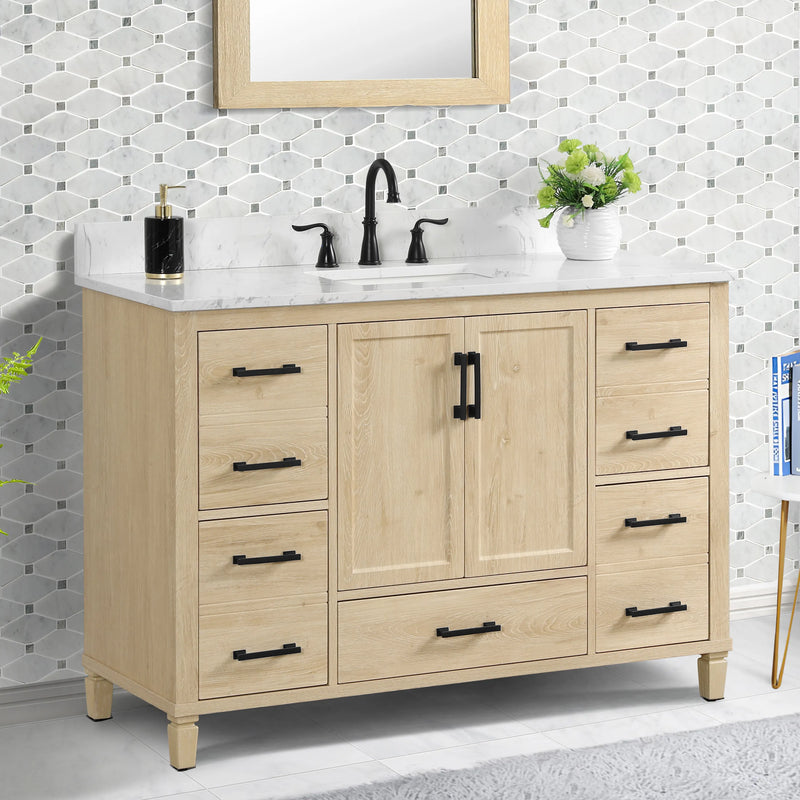 Hardin 48" Single Vanity With Carrara Engineered Stone Top