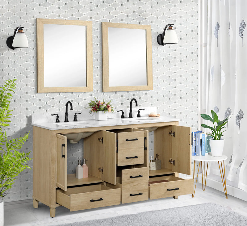 Hardin 60" Vanity Set With Carrara White Engineered Stone Top