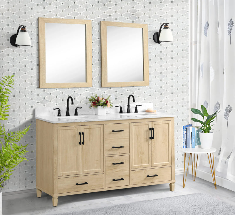 Hardin 60" Vanity Set With Carrara White Engineered Stone Top