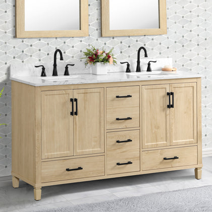 Hardin 60" Vanity Set With Carrara White Engineered Stone Top
