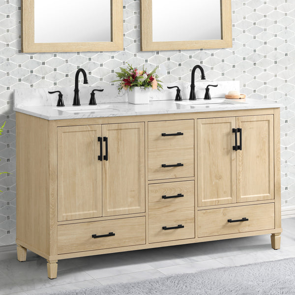 Hardin 60" Vanity Set With Carrara White Engineered Stone Top