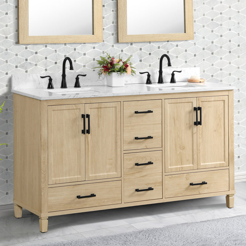 Hardin 60" Vanity Set With Carrara White Engineered Stone Top