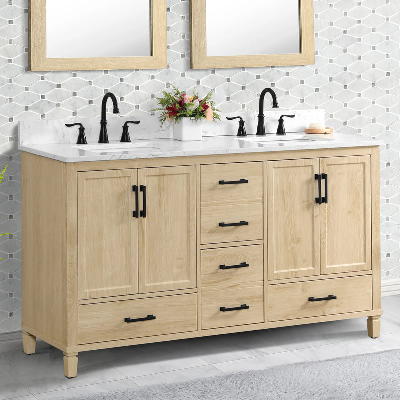 Hardin 60" Vanity Set With Carrara White Engineered Stone Top