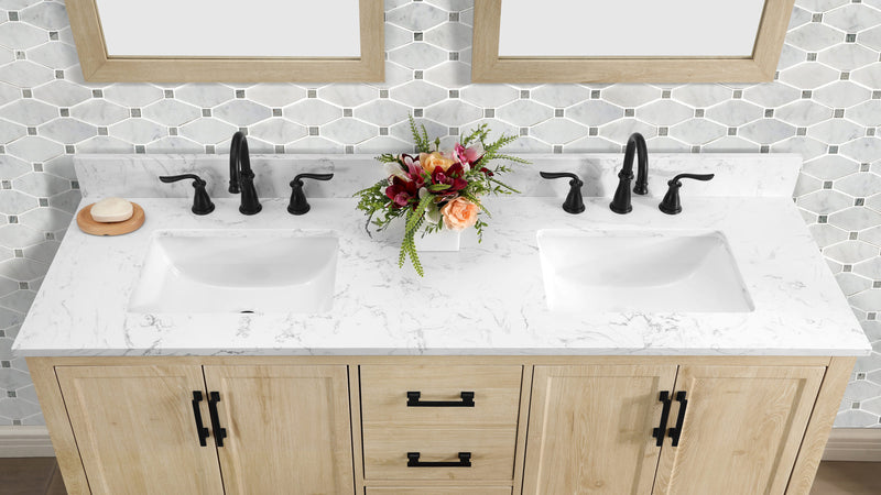 Hardin 60" Vanity Set With Carrara White Engineered Stone Top