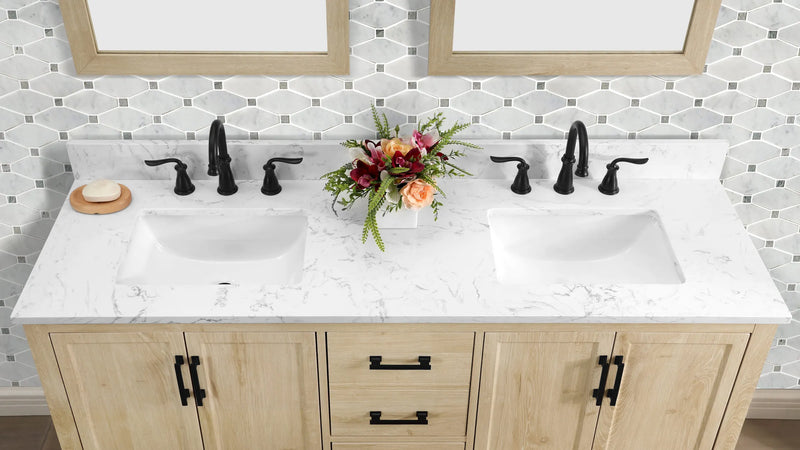 Hardin 60" Vanity Set With Carrara White Engineered Stone Top