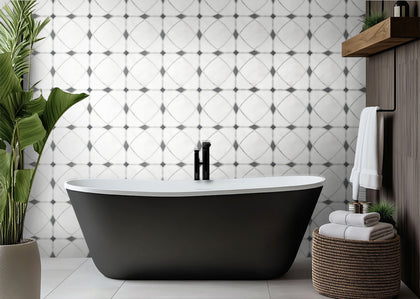 Astral White Dolomite & Palissandro 12-in x 12-in Polished Waterjet Mosaic Floor and Wall Tile( 5 sq. ft. /Box )
