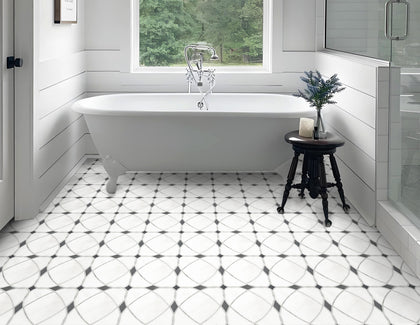 Astral White Dolomite & Palissandro 12-in x 12-in Polished Waterjet Mosaic Floor and Wall Tile( 5 sq. ft. /Box )