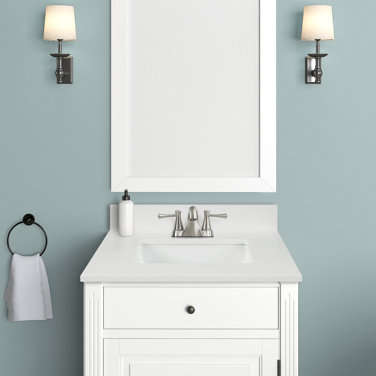 25"Snow White Quartz Vanity Top with Sink