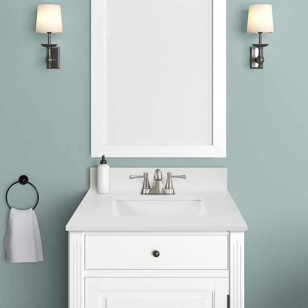 24"Snow White Quartz Vanity Top Sink