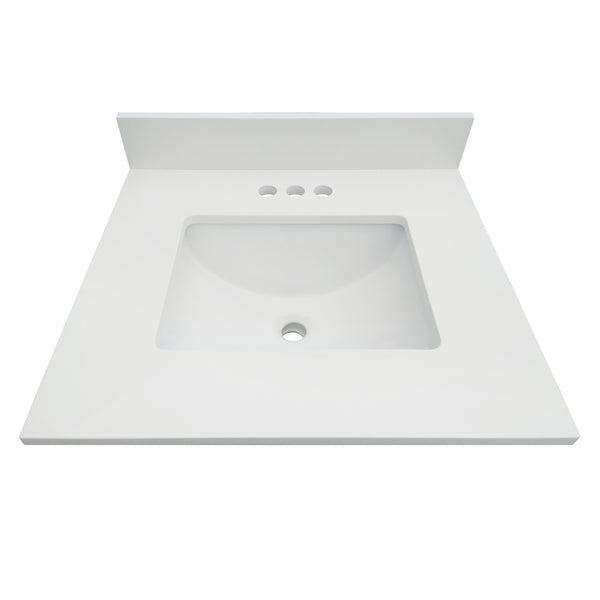 31" Snow White Quartz Vanity Top Sink