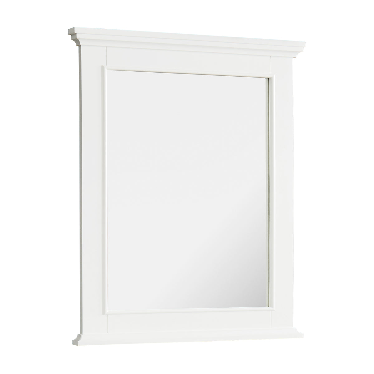 Dove white framed bathroom vanity mirror with elegant design, 25 in. W x 36.00 in. H, enhancing decor and functionality.