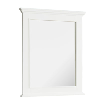 Dove white framed bathroom vanity mirror with elegant design, 25 in. W x 36.00 in. H, enhancing decor and functionality.