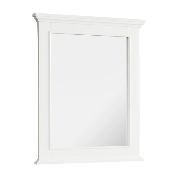 Dove white framed bathroom vanity mirror with elegant design, 25 in. W x 36.00 in. H, enhancing decor and functionality.