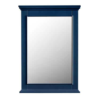 25 in. W x 36 in. H navy blue bathroom vanity mirror with elegant contoured molding.