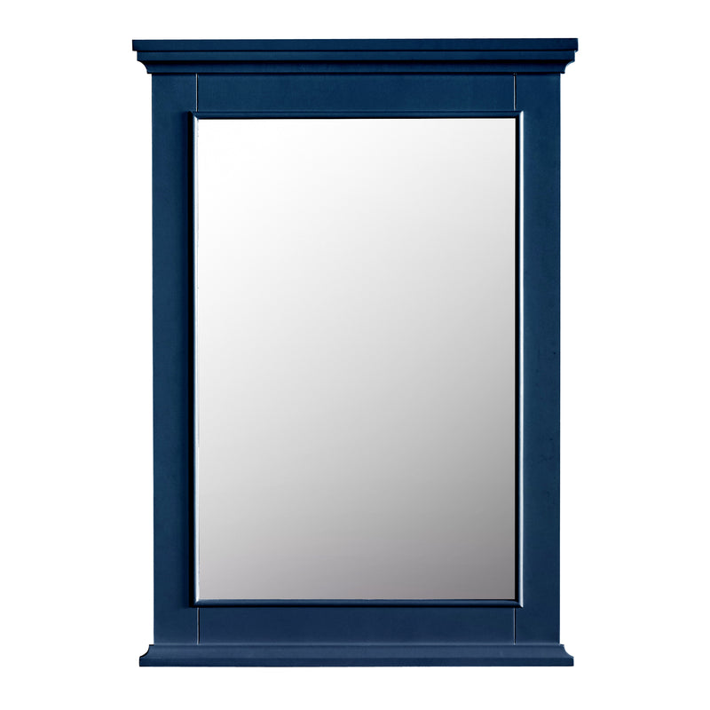 25 in. W x 36 in. H navy blue bathroom vanity mirror with elegant contoured molding.