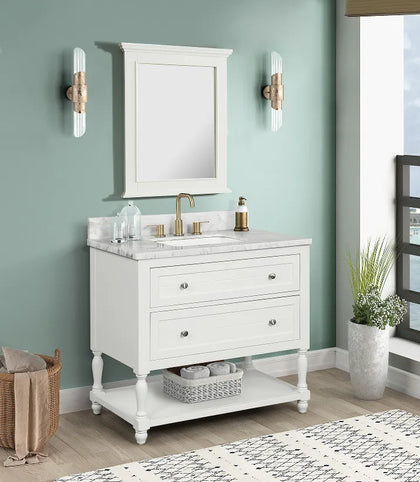 25 in. W x 36 in. H Framed Rectangular Bathroom Vanity Mirror in Dove White