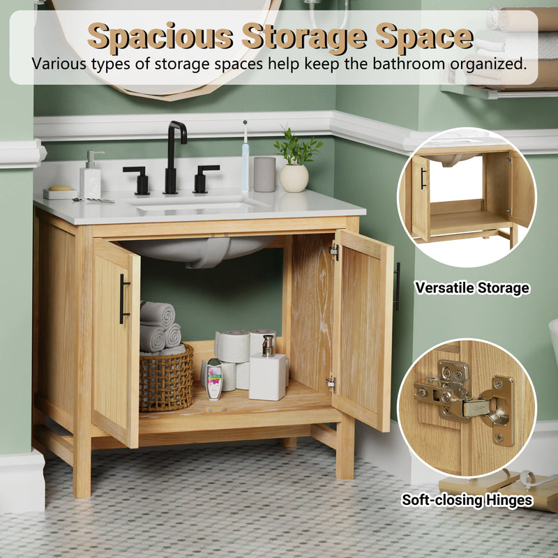 Blunt 36" Single Vanity with Pure White Quartz top