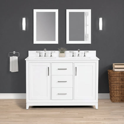 Luton 48" double Vanity With Crystal White Quartz Stone Top